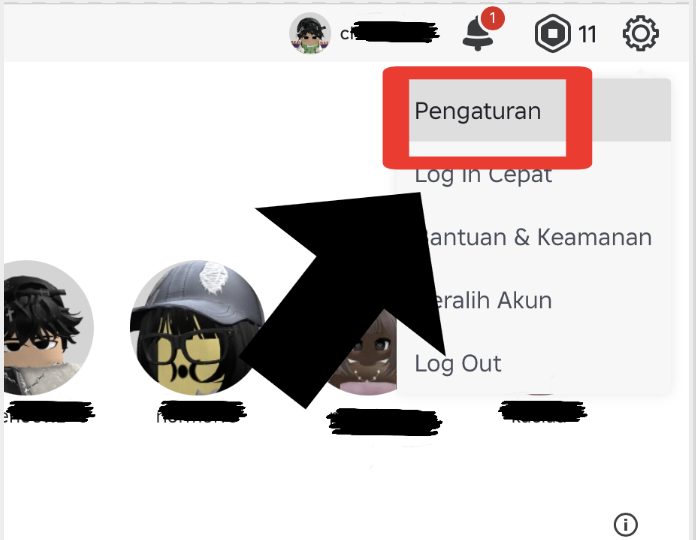 Buka Roblox dan Klik Pengaturan